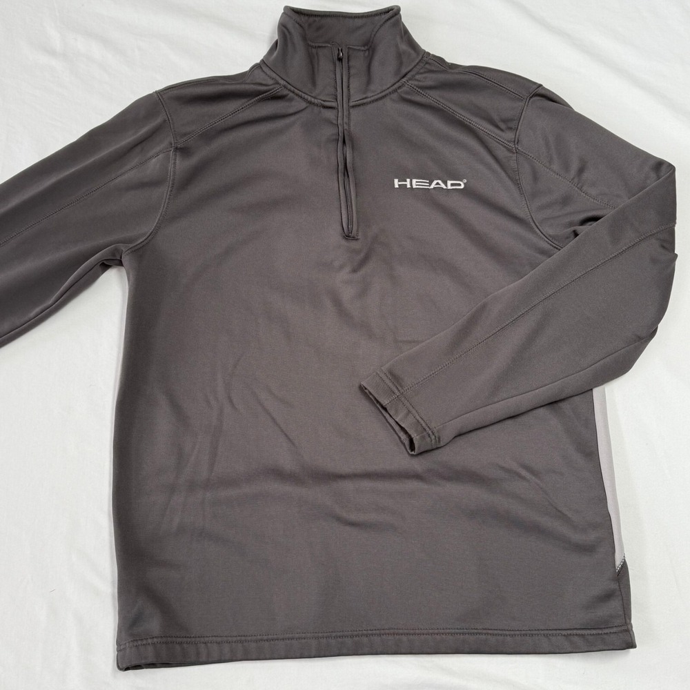 HEAD 1/4 Zip Soft Shell Jacket Mens Medium Gray Long Sleeve Pullover Windbreaker